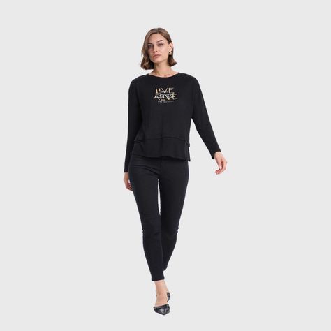 Sweater Mujer Con Faldón Negro Fashion's Park-3