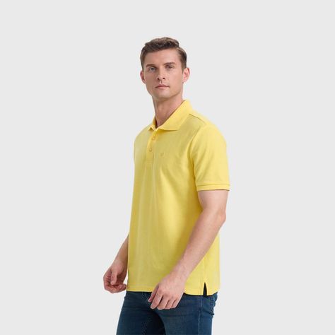 Polera Hombre Básica Pique Lisa Amarillo Fashion's Park-1