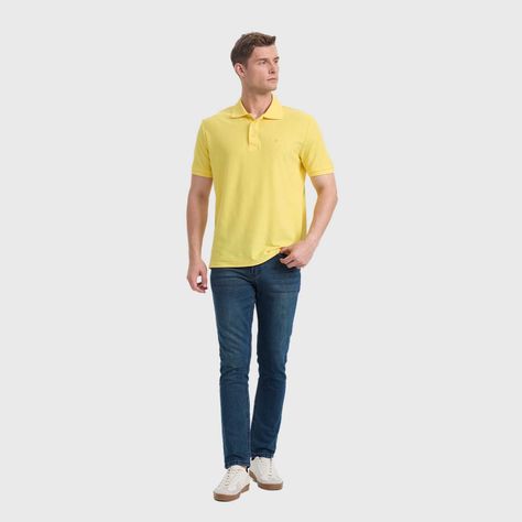Polera Hombre Básica Pique Lisa Amarillo Fashion's Park-3