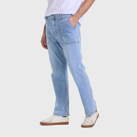 Jeans Hombre Tednencia Straight Azul Claro Fashion's Park-1