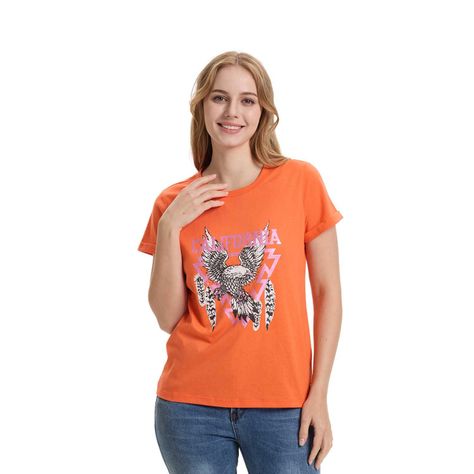 Polera Mujer Gráfica Roll Up Naranjo Claro Fashion's Park-0