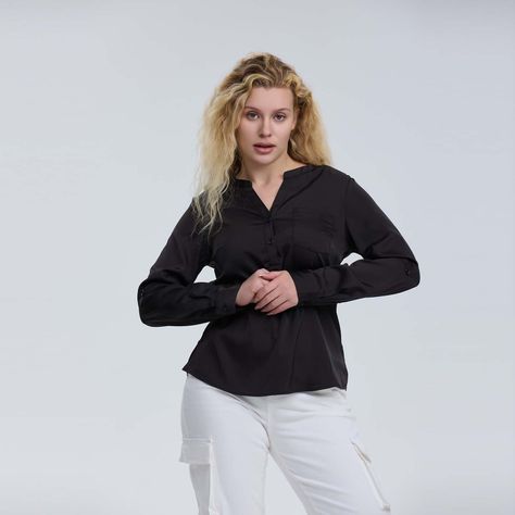 Blusa Mujer Satín Negro-0