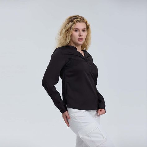 Blusa Mujer Satín Negro-1
