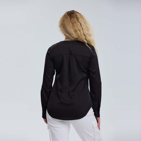 Blusa Mujer Satín Negro-2