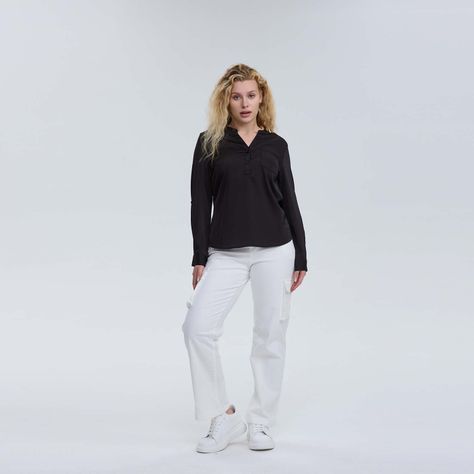 Blusa Mujer Satín Negro-3