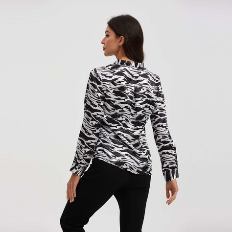 Blusa Aplicación Lazo Manga Negro Mujer-2