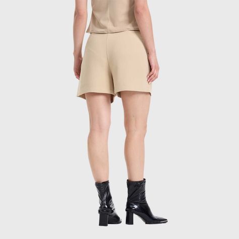 Short Mujer Con Pinzas Delanteras Liso Beige Fashions Park-2