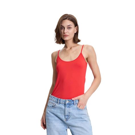 Polera Mujer Peto Pabilo Liso Rojo I Fashions Park-0