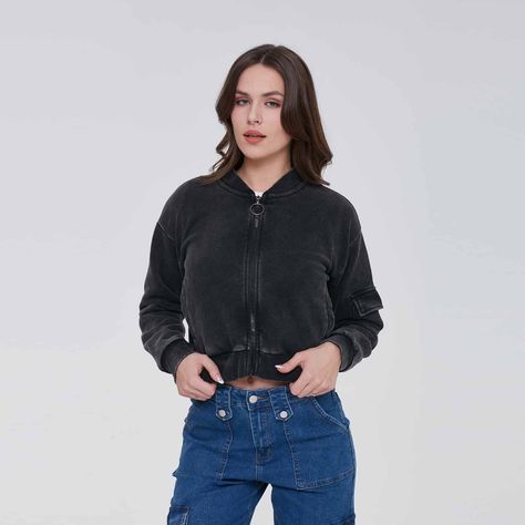 Chaqueta Mujer Bomber Negro Iv Fashion´s Park-0