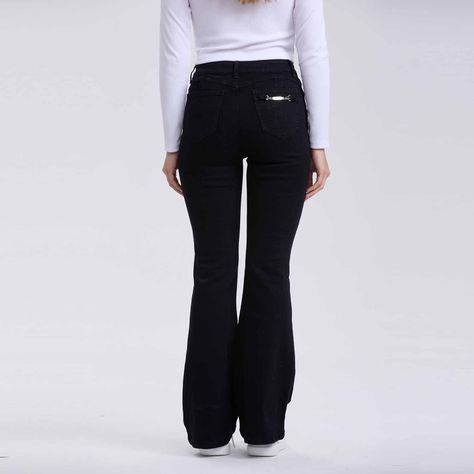 Jeans Mujer Flare Jewel Negro-2