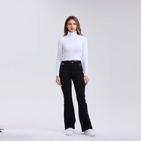 Jeans Mujer Flare Jewel Negro-3