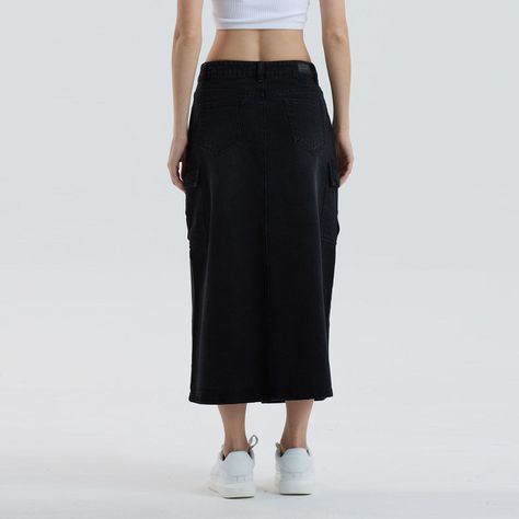 Falda Mujer Cargo Larga Azul Oscuro-2