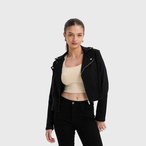 Chaqueta Mujer Biker Negro Fashion's Park-1