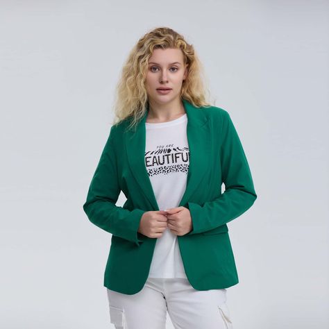 Blazer Mujer Con Cortes Y Bolsillo Verde Fashion´s Park-1