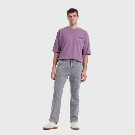 Jeans Hombre Costura Pierna Gris Claro Fashion's Park-3