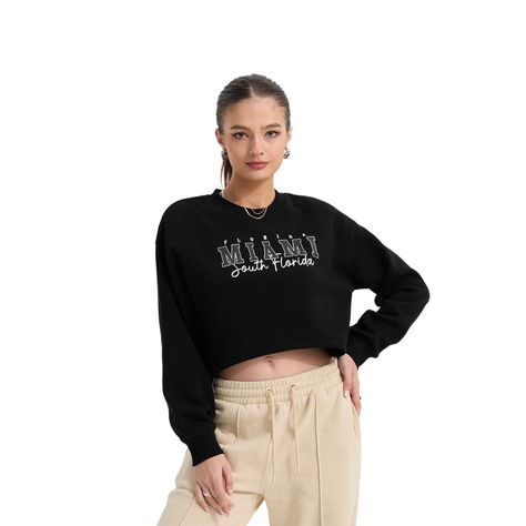 Polerón Mujer Crop Negro Fashion's Park-0