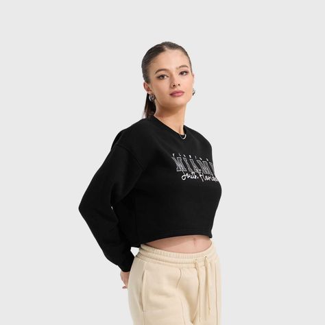 Polerón Mujer Crop Negro Fashion's Park-1