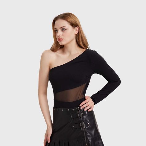 Polera Mujer Body Asimétrico Negro-1