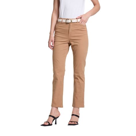 Pantalón Mujer Gabardina Pushup Camel Fashion's Park-0