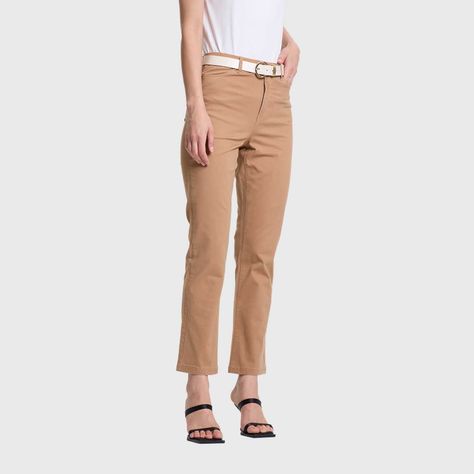 Pantalón Mujer Gabardina Pushup Camel Fashion's Park-1