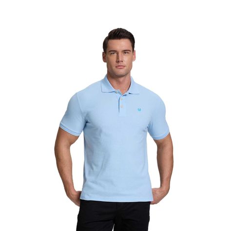 Polera Hombre Pique Básica Celeste Fashion's Park-0