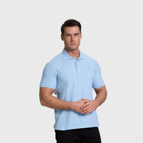 Polera Hombre Pique Básica Celeste Fashion's Park-1