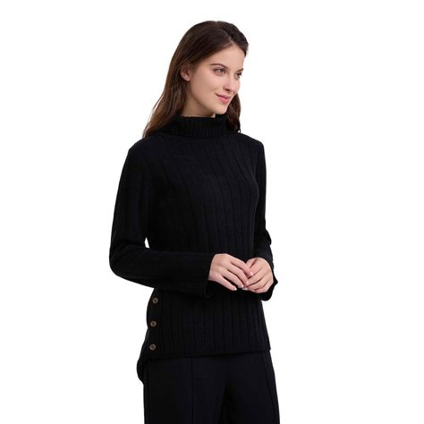 Sweater Mujer Botones Negro-0