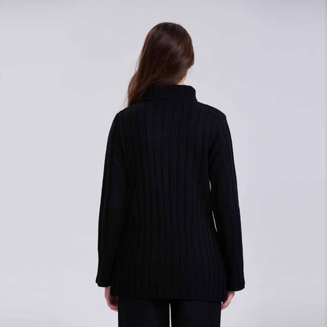 Sweater Mujer Botones Negro-2
