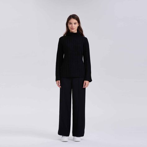 Sweater Mujer Botones Negro-3