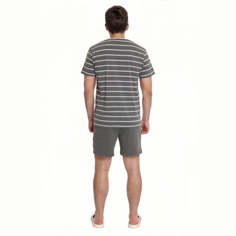 Pijama Rayas Gris Melange Oscuro Hombre-1