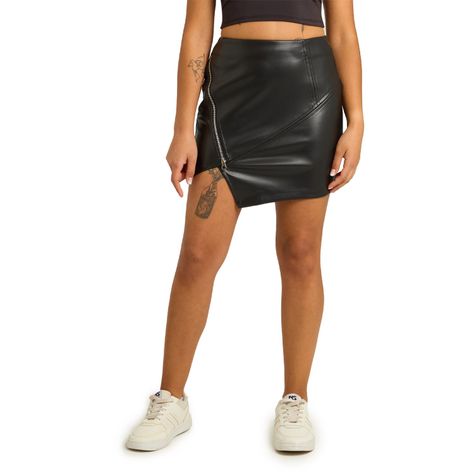 Falda Mujer Pu Negro Fashions Park-0
