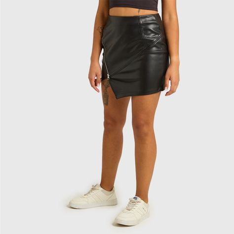 Falda Mujer Pu Negro Fashions Park-1