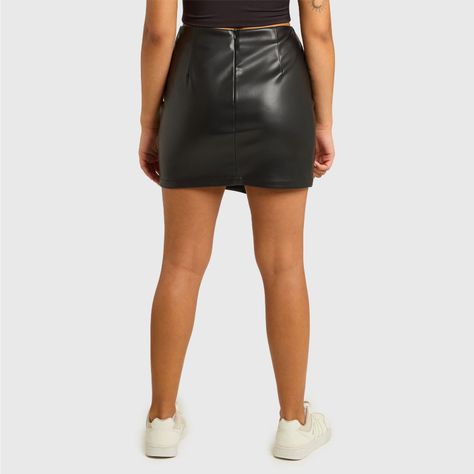 Falda Mujer Pu Negro Fashions Park-2