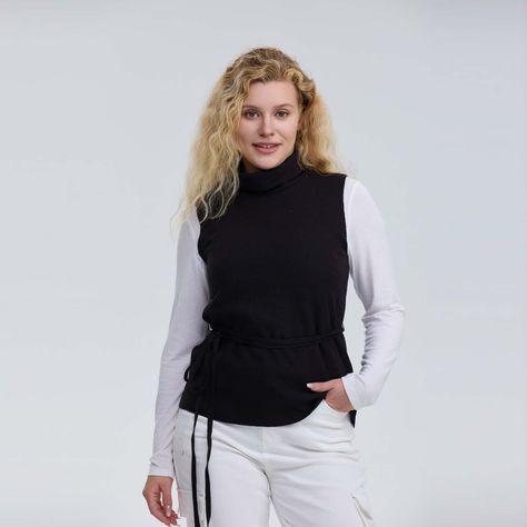 Sweater Mujer Con Amarra Negro-0