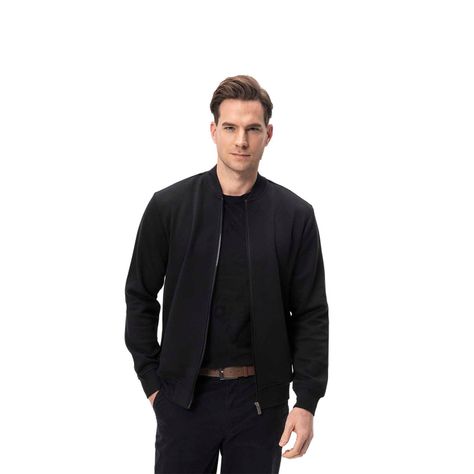 Polerón Hombre Bomber Negro Fashion's Park-0