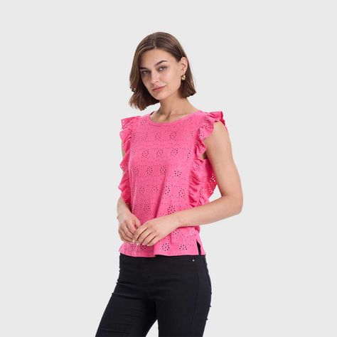 Polera Mujer Vuelos Y Borderie Rosado Fashions Park-1