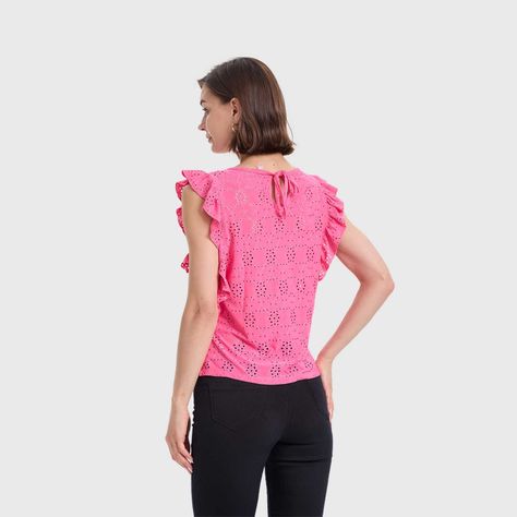Polera Mujer Vuelos Y Borderie Rosado Fashions Park-2