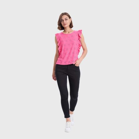 Polera Mujer Vuelos Y Borderie Rosado Fashions Park-3