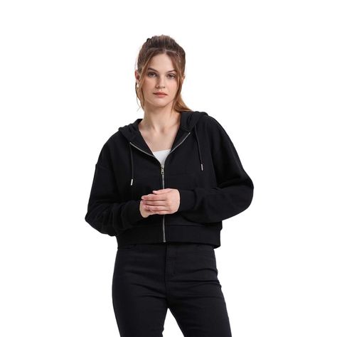 Polerón Mujer Hoodie Crop Negro Fashion's Park-0