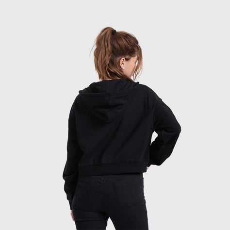 Polerón Mujer Hoodie Crop Negro Fashion's Park-2