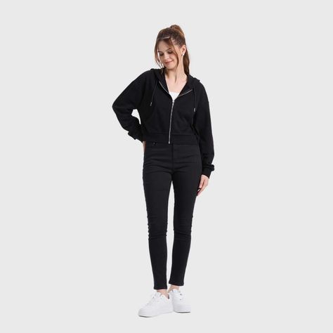 Polerón Mujer Hoodie Crop Negro Fashion's Park-3