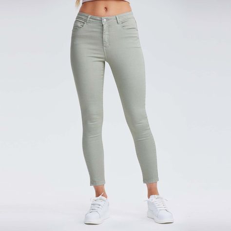 Jeans Super Skinny Verde Claro Mujer-0