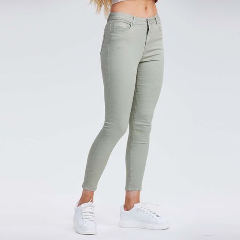 Jeans Super Skinny Verde Claro Mujer-1