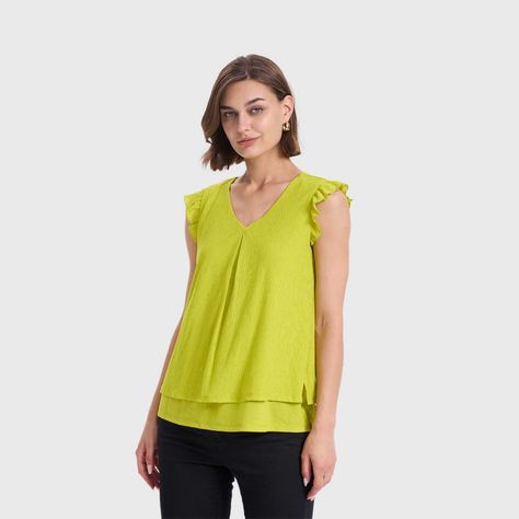 Polera Mujer Doble Capa Y Pinza Verde Pistacho Fashions Park-1