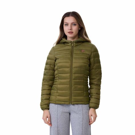 Parka Mujer Corta Verde Militar-0