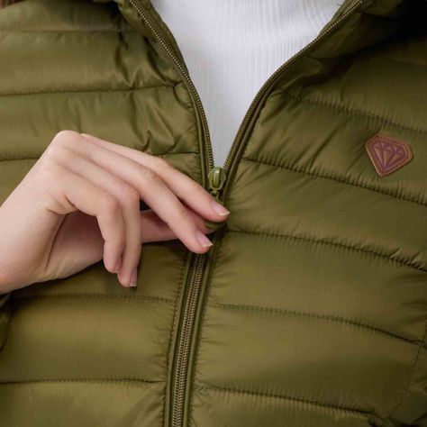 Parka Mujer Corta Verde Militar-3
