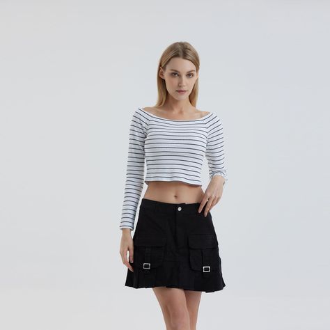 Polera Mujer Off Shoulder Blanco / Negro-0
