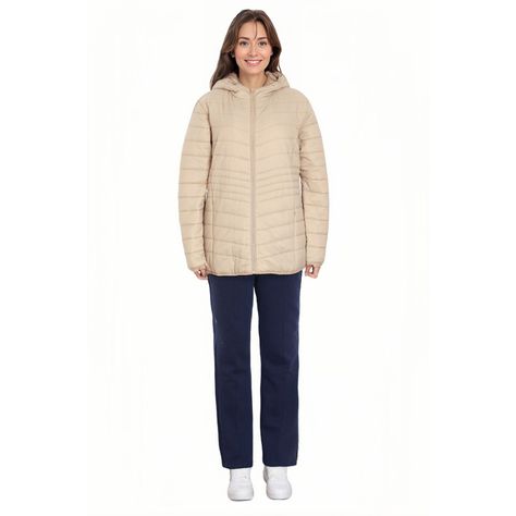 Parka Mujer Con Chiporro Beige-2