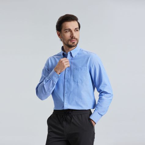 Camisa Oxford Azul Hombre-0