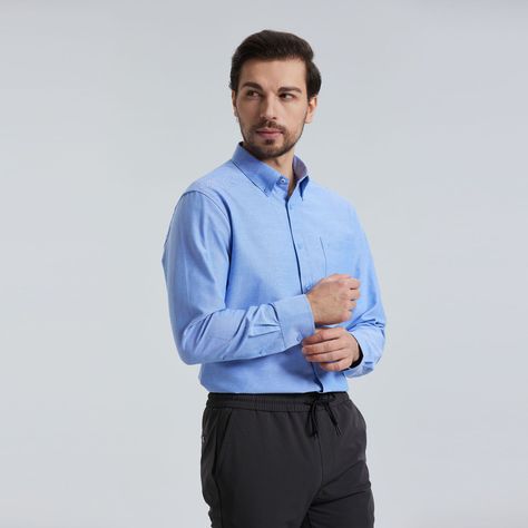 Camisa Oxford Azul Hombre-1